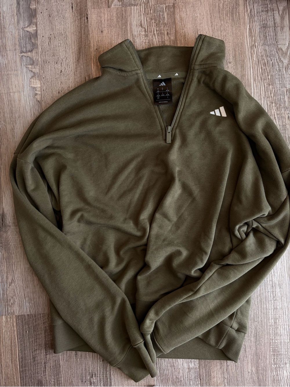 adidas Men’s Olive Green 1/4 Zip Fleece Pullover